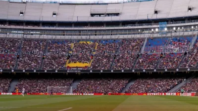 Suasana Stadion Camp Nou jelang laga Barcelona melawan Newcastle United di Liga Champions. Foto Barcelona