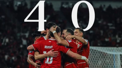 Selebrasi pemain Timnas Indonesia usai memastikan kemenangan dan lolos ke final FIFA Series 2026 di GBK Jakarta.